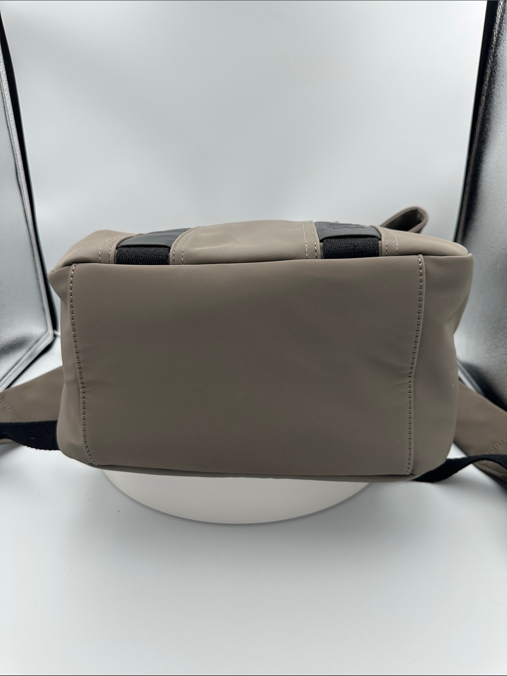 Roots Roll-Top Backpack in Taupe with Buckles - Picture 3 of 8